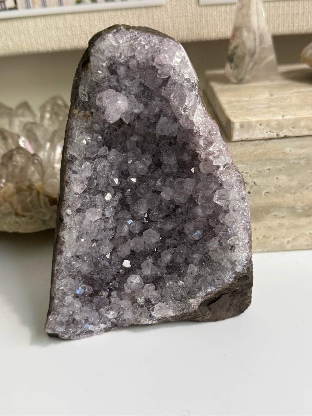 Natural lavender amethyst cut base specimen from Brazil